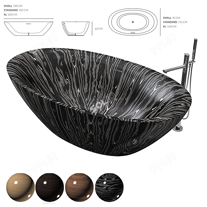 ALEGNA Laguna Pearl Wooden Bathtub 3D model image 1