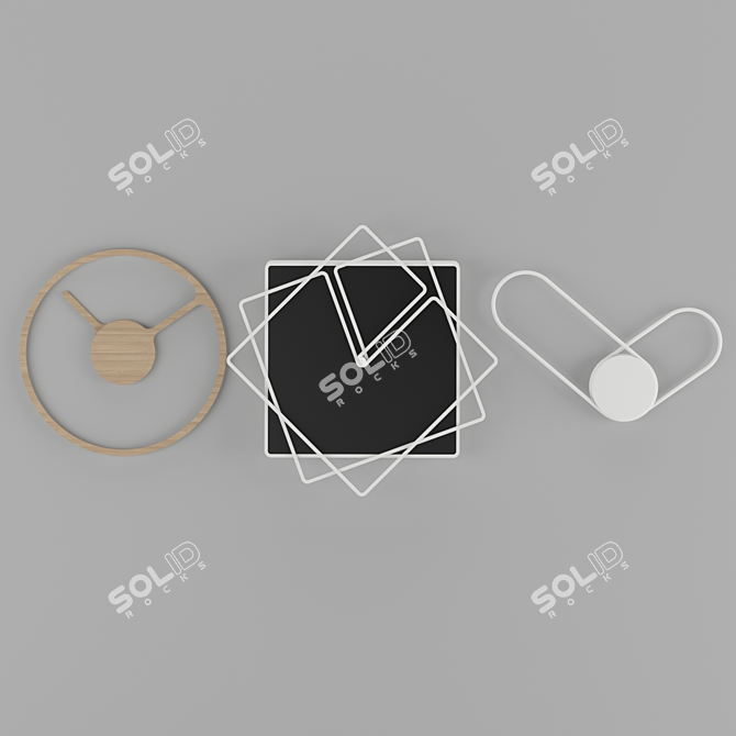 Sleek Timekeeping: Minimalist Wall Clock Collection 3D model image 1