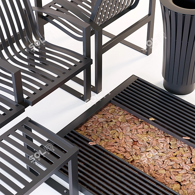 Outdoor Essentials: Bench, Seat, Urn, Chair, Grate 3D model image 2