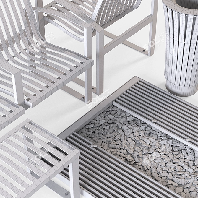 Outdoor Essentials: Bench, Seat, Urn, Chair, Grate 3D model image 3