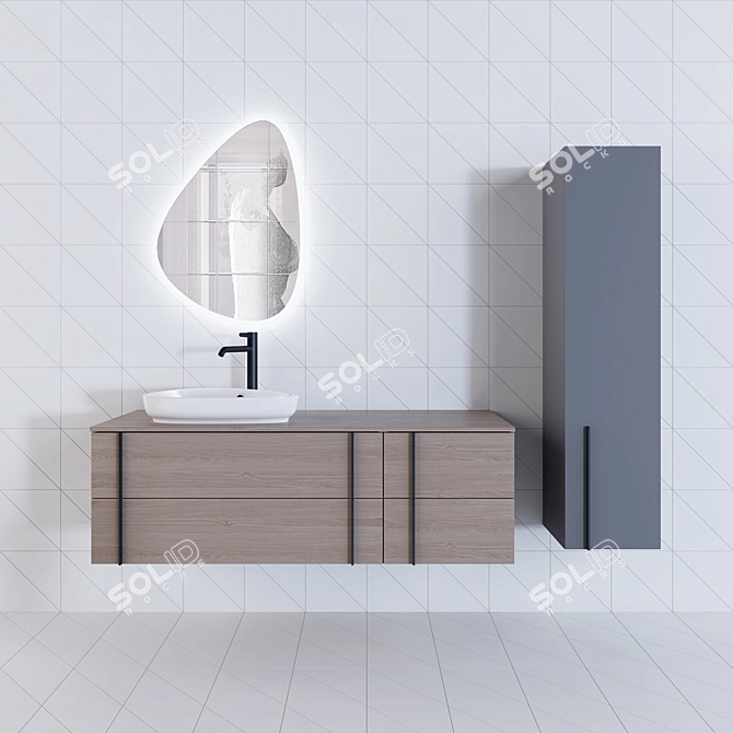 Nouvelle Vague Collection: 145cm Vanity Set 3D model image 1