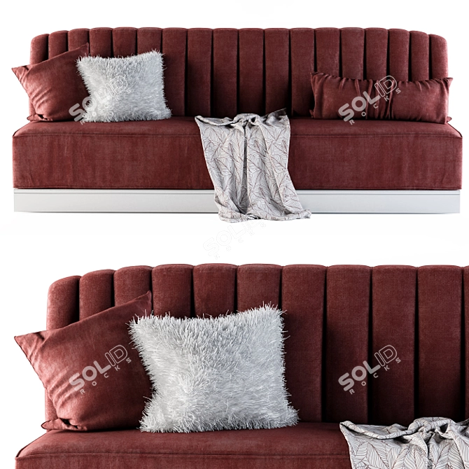 Cozy Red Hairy Sofa 3D model image 2