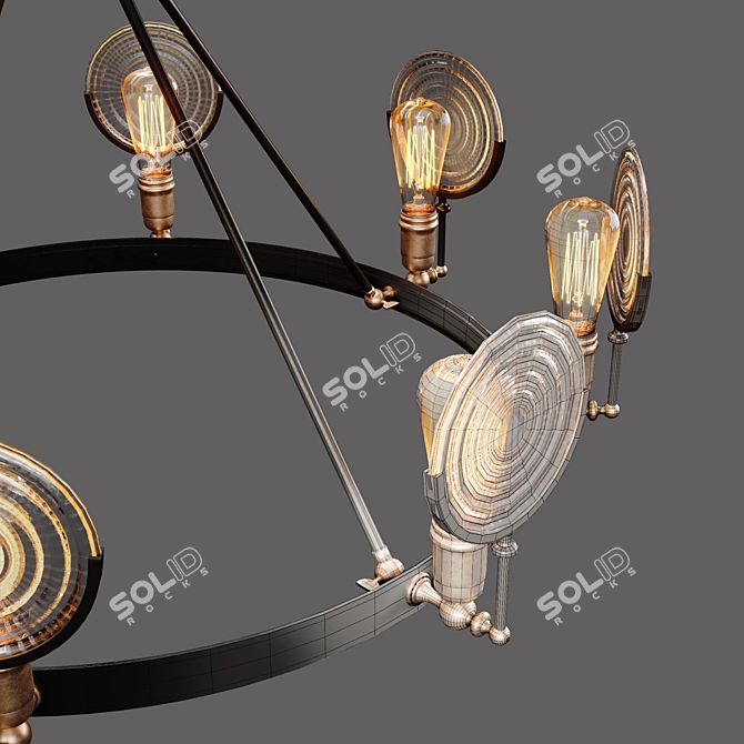 Industrial Bar Chandelier: Stylish Loft Lighting 3D model image 2