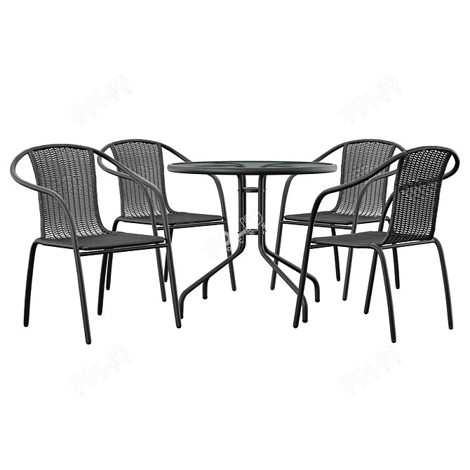 Modern 5 Piece Dining Set 3D model image 1