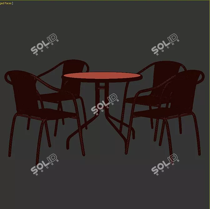 Modern 5 Piece Dining Set 3D model image 3