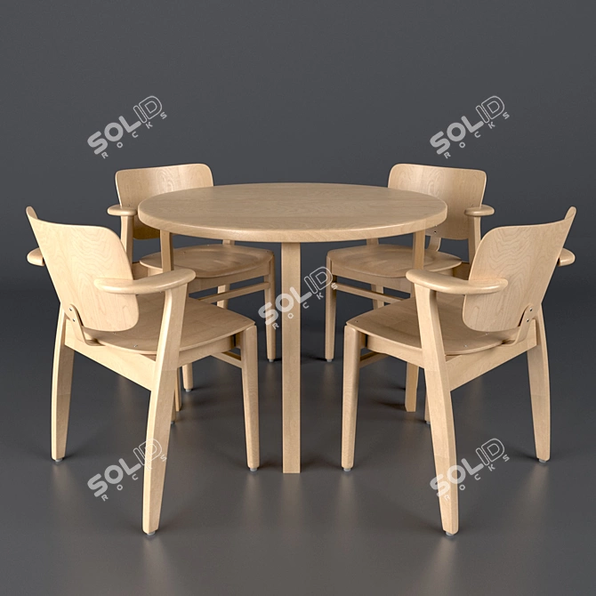 Modern Domus Chair & Aalto Table: Perfect Pair 3D model image 1