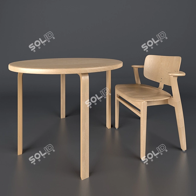 Modern Domus Chair & Aalto Table: Perfect Pair 3D model image 2