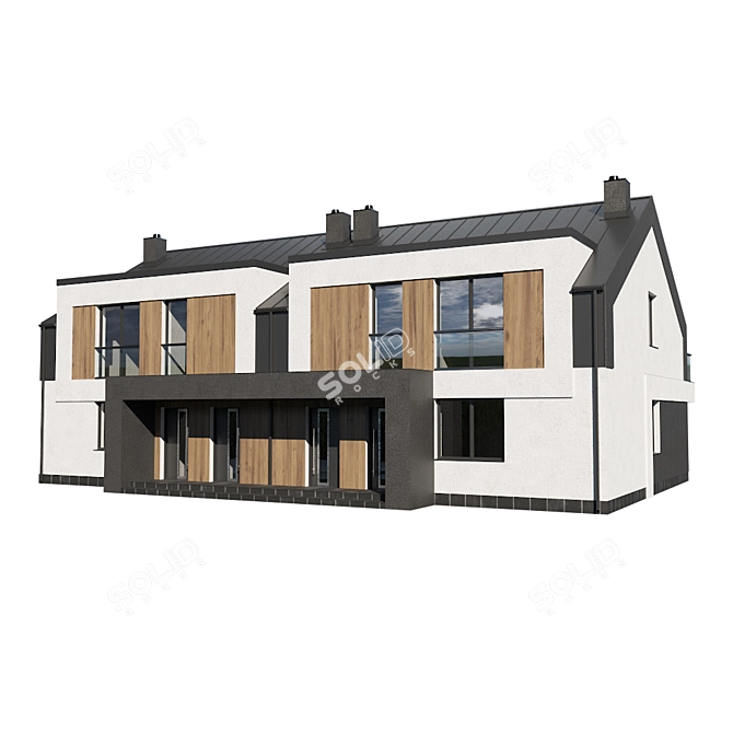 Modern Twin House Design Kit 3D model image 1