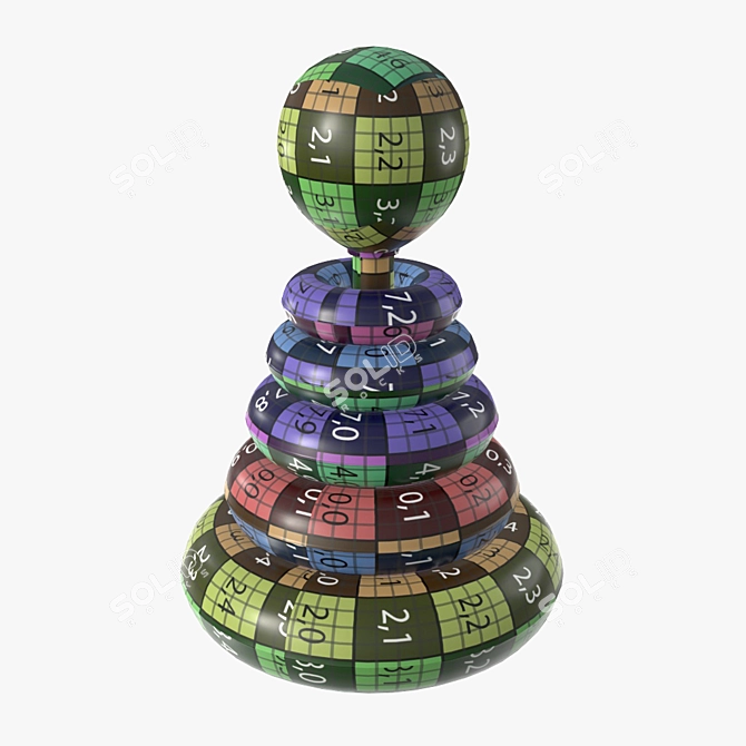 Multicolored Pyramid Building Block 3D model image 3