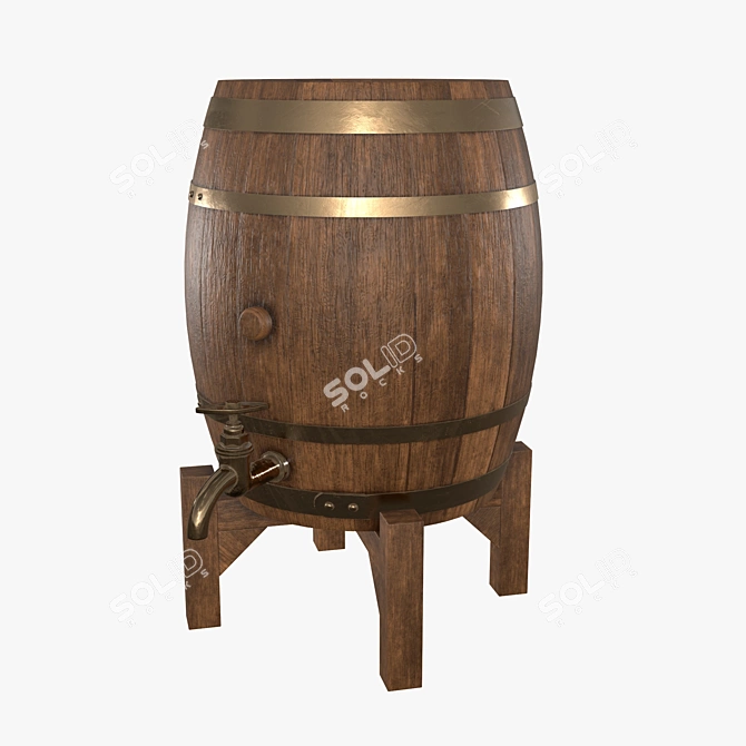 Premium Wood Barrel for Beer 3D model image 1