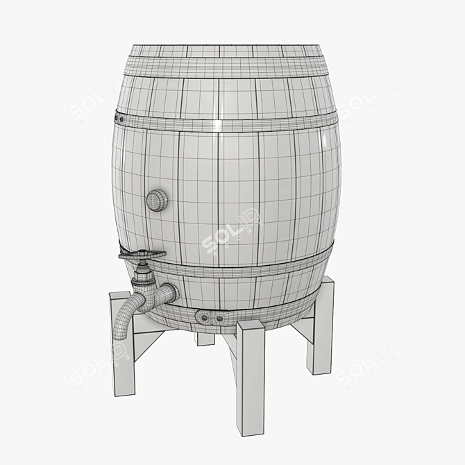 Premium Wood Barrel for Beer 3D model image 3