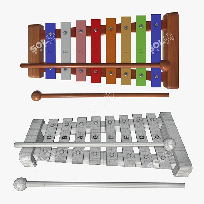 Rainbow Xylophone for Children 3D model image 2