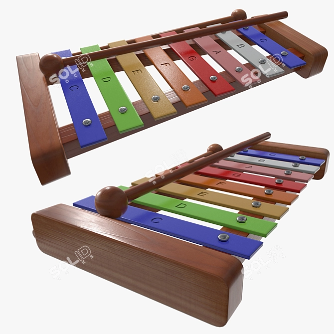 Rainbow Xylophone for Children 3D model image 3