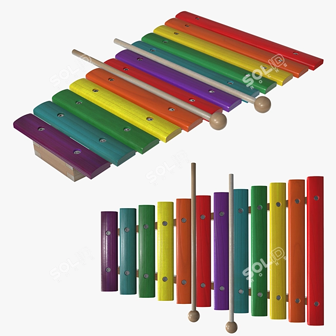 Colorful Xylophone Toy 3D model image 1