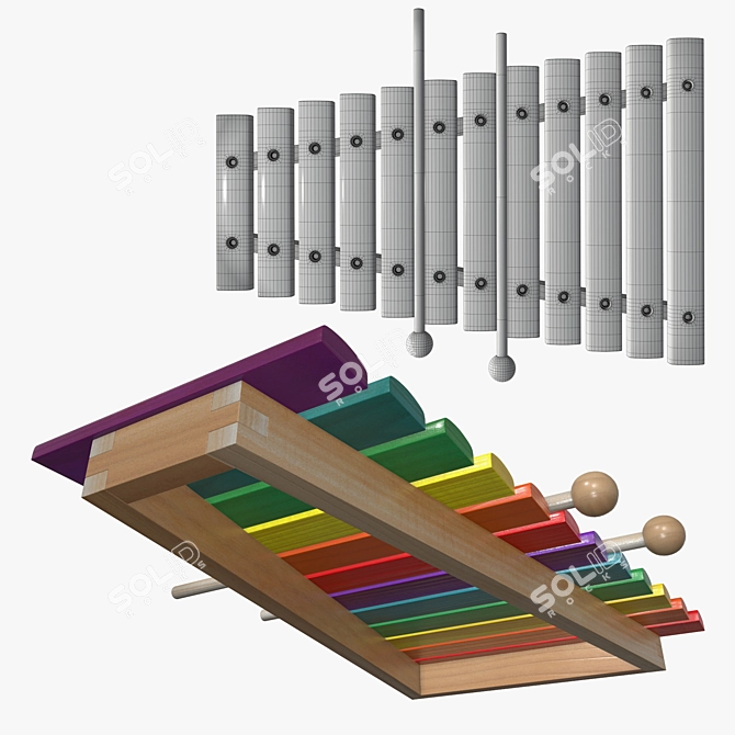 Colorful Xylophone Toy 3D model image 2