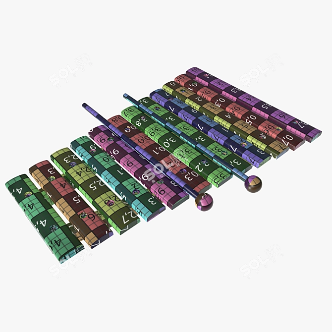 Colorful Xylophone Toy 3D model image 3