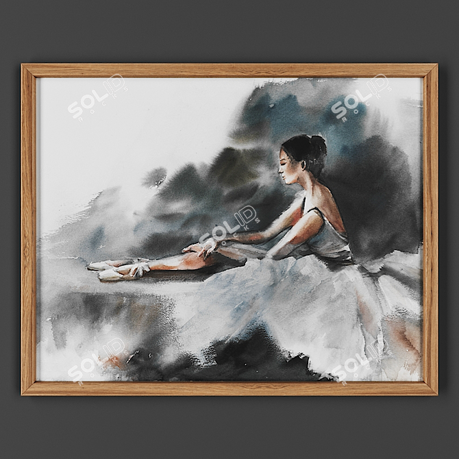 Wooden Frame Artwork 3D model image 1