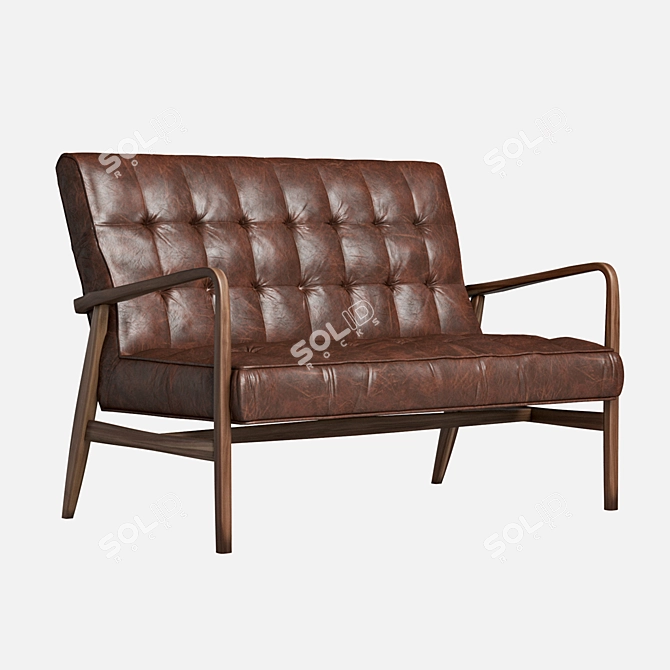 Retro Leather Sofa 3D model image 1