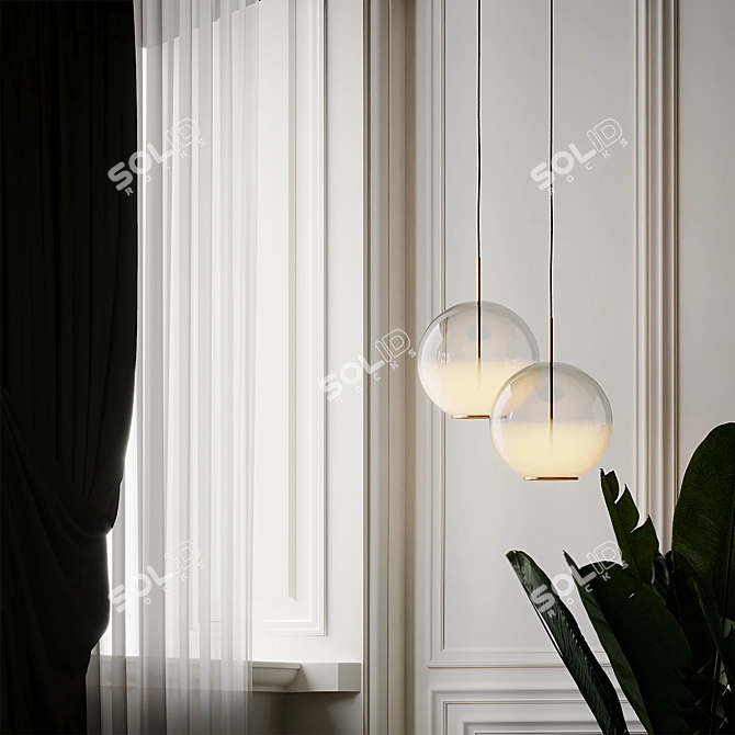 Elegant Misty Suspension Light 3D model image 3