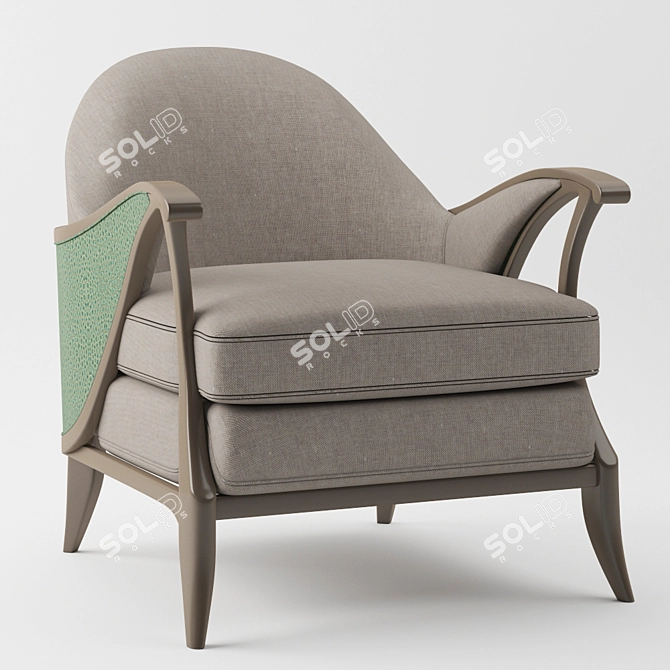 Title: Graceful Curtsy Embossed Armchair 3D model image 2