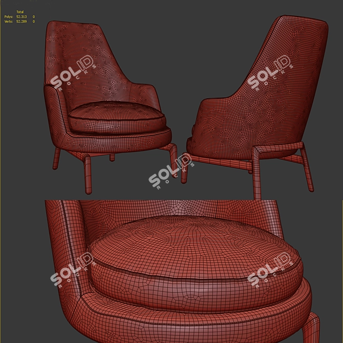 Modern Flexform Leda Armchair 3D model image 3