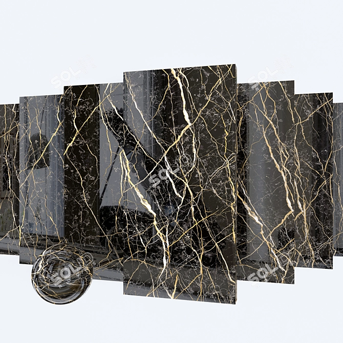 Golden Laurent Marble Tiles 3D model image 1