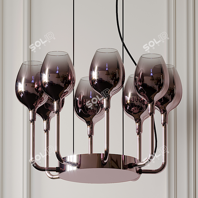 Elegant Rose Suspension Light 3D model image 1