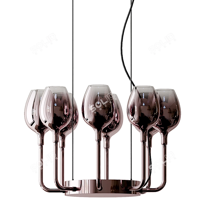 Elegant Rose Suspension Light 3D model image 4