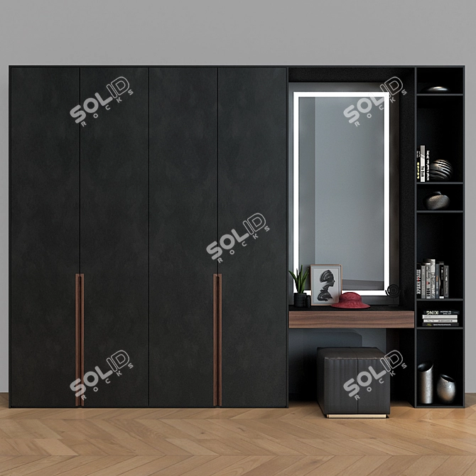 Modern Oak Cabinet Furniture 3D model image 1