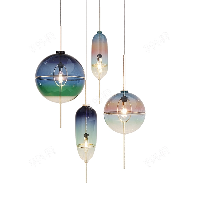 Seafood Restaurant Custom Glass Pendant 3D model image 1