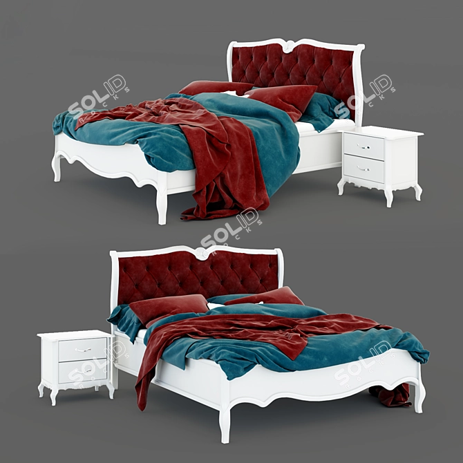 Elegant Olivia Classic Bed 3D model image 1