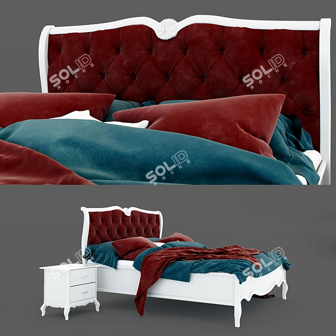 Elegant Olivia Classic Bed 3D model image 2