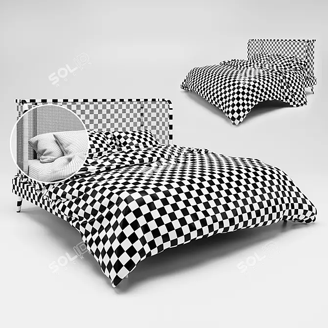 Rattan Bed - Stylish and Comfortable 3D model image 2