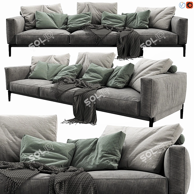 Flexform Romeo 3 Seater: Modern Elegance in 3D 3D model image 1