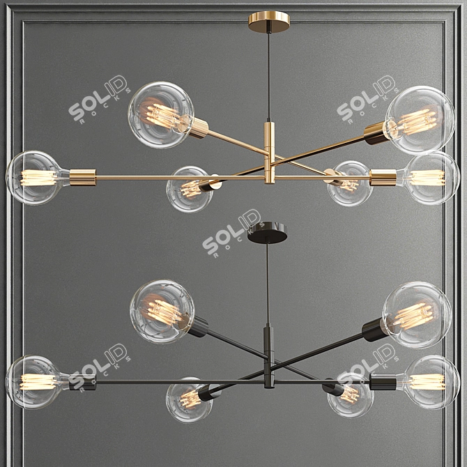 Rustic Elegance 6-Light Pendant 3D model image 1