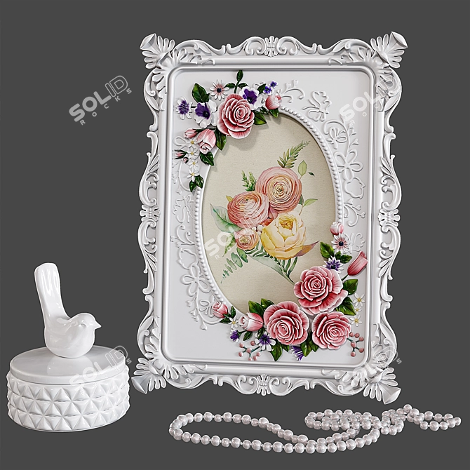 Rustic Rose Picture Frame Set 3D model image 1