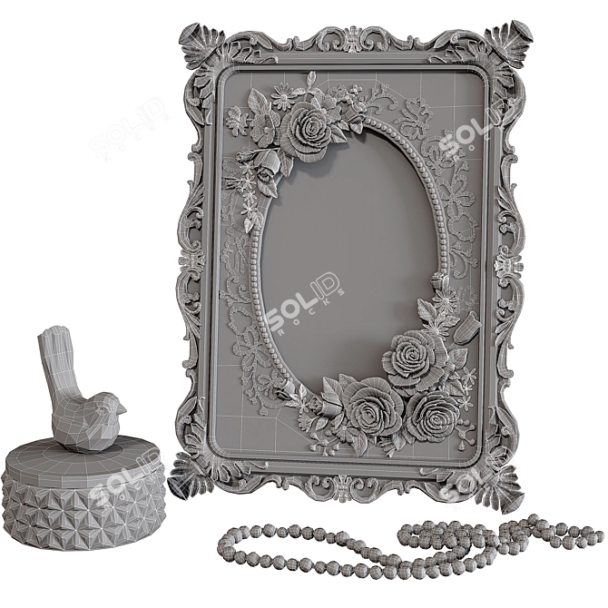 Rustic Rose Picture Frame Set 3D model image 3