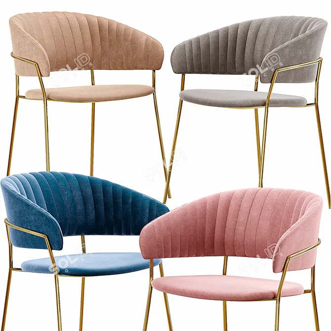 Pink Velvet Pisa Chair with Gold Legs 3D model image 1