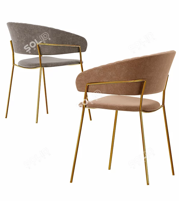 Pink Velvet Pisa Chair with Gold Legs 3D model image 2