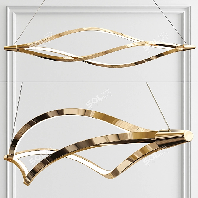 Sleek Geometric Pendant Light 3D model image 1