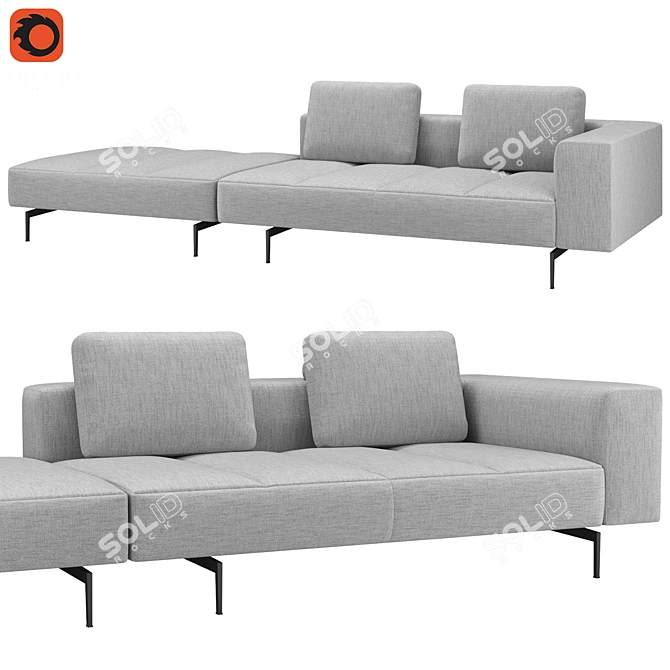 Amsterdam Luxe Gray Sofa 3D model image 1