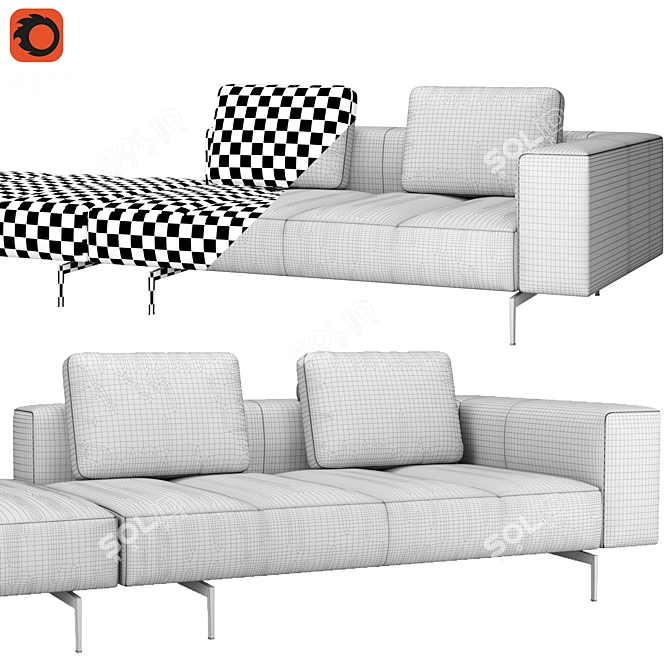 Amsterdam Luxe Gray Sofa 3D model image 3