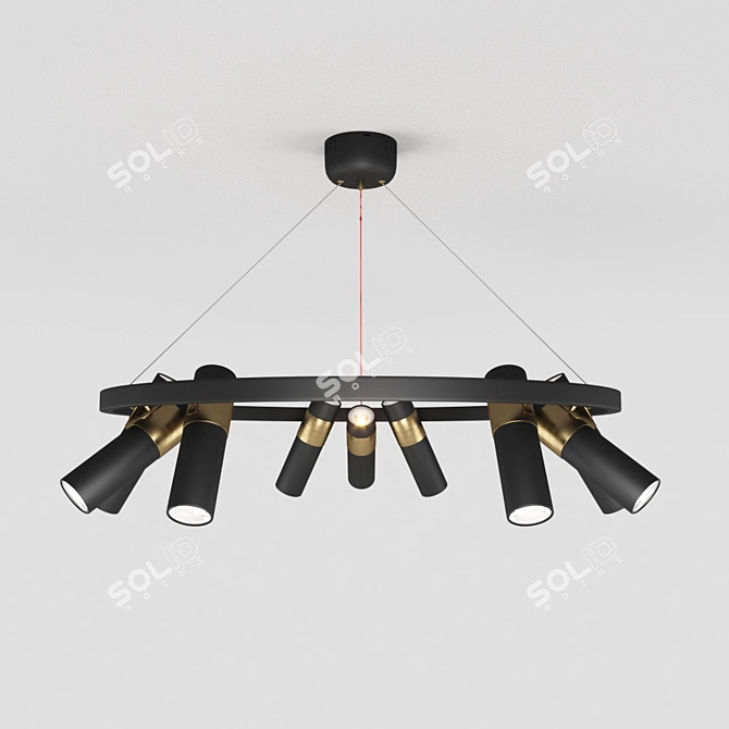 Modern Black and Gold Pendant Light 3D model image 1