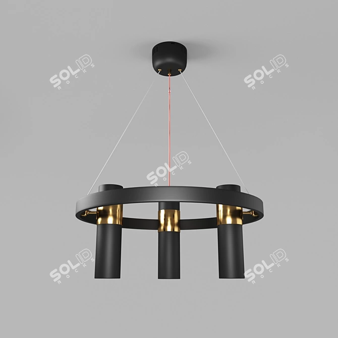 Modern Black and Gold Pendant Light 3D model image 1