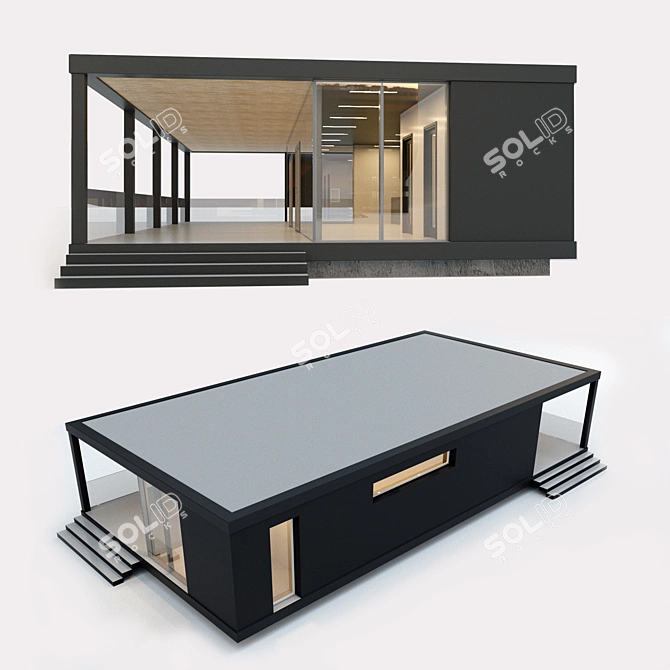 One-Story Prefab Villa with Panoramic Glazing 3D model image 2