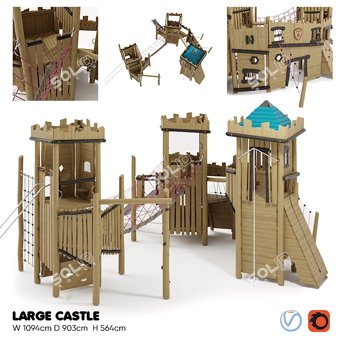 Kompan Large Castle: Nature-inspired Playground Equipment 3D model image 1