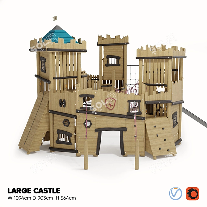 Kompan Large Castle: Nature-inspired Playground Equipment 3D model image 2