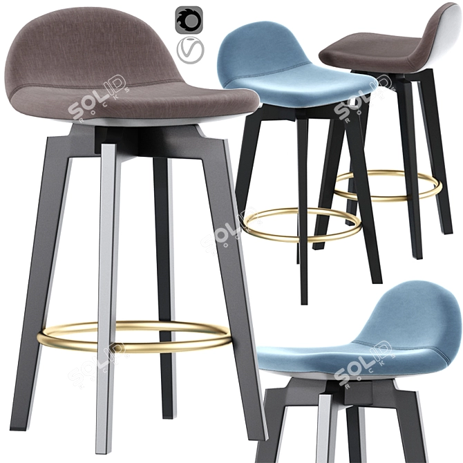 Versatile Height-Adjustable Stool 3D model image 1