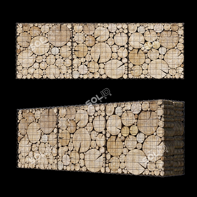 Wooden Gabion Fence | Landscape Design & Sectional Fencing 3D model image 1