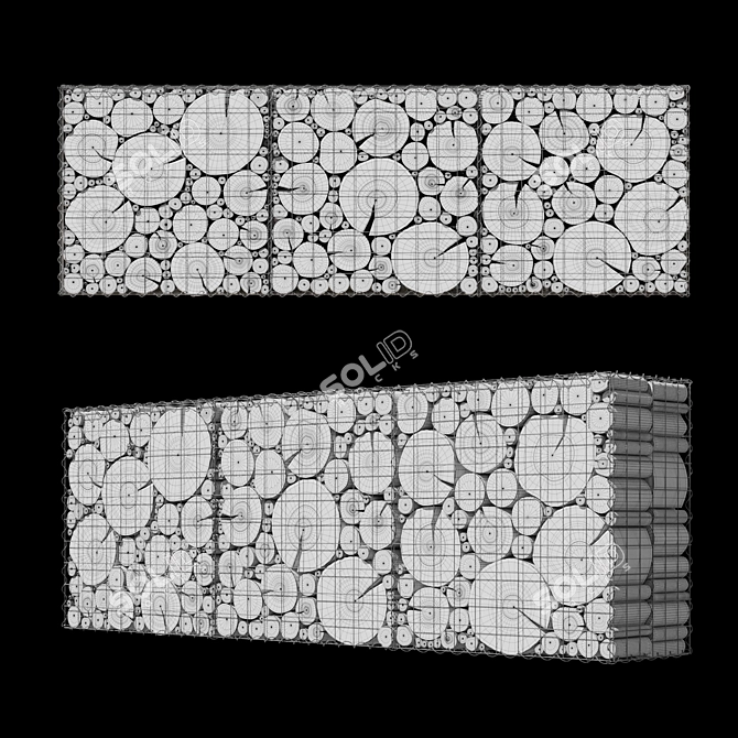 Wooden Gabion Fence | Landscape Design & Sectional Fencing 3D model image 2